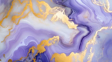 Purple and gold marble background with graceful swirls of lavender and gold accents for artistic designs