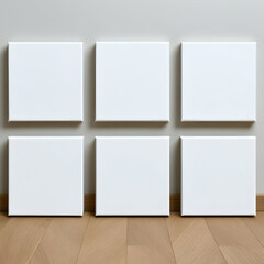 Six Blank White Canvas Mockup 3D Illustration