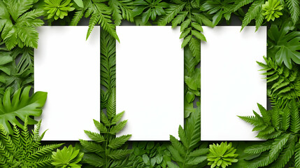 Lush Greenery Mockup with Blank Cards