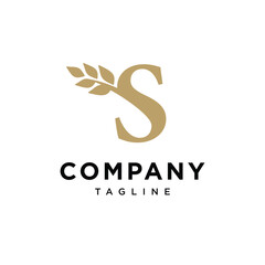 Obraz premium Letter S Wheat Logo Icon Vector