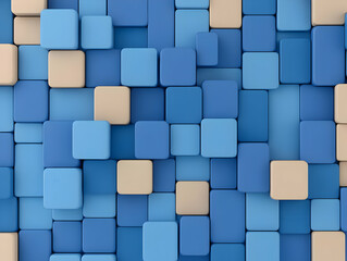 Abstract 3D Blue Beige Cube Background