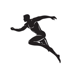 Silhouette of a Man Running Fast - Vector Illustration