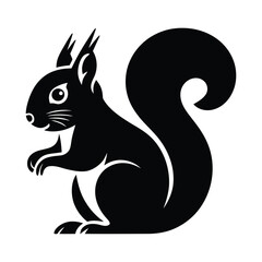 Black Silhouette Squirrel Vector Logo – Stylized Wildlife Icon