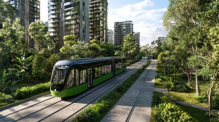 A sustainable future vertical gardens and electric transportation in a futuristic esg city