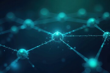 Interconnected nodes forming complex blue-green network Tech process illustration , pattern, modern, process