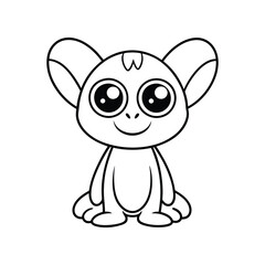 Cute Cartoon Alien Outline – Adorable Space Creature Vector