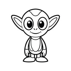 Cute Cartoon Alien Outline – Adorable Space Creature Vector