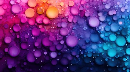 A vibrant, abstract background featuring colorful bubbles in shades of pink, purple, and blue, creating a dreamy, artistic effect.