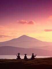 Giraffes Sunset Yoga