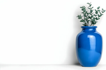 Blue Vase with Greenery 3D Render