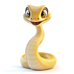3d cartoon cute illustration of snake on white background