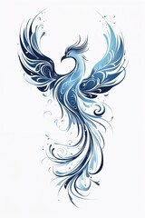 a stylized, abstract representation of a phoenix rising from the ashes, symbolizing transformation and rebirth, with delicate, swirling patterns that evoke a sense of movement and energy.