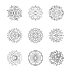 Circular Mandala Designs bundle with intricate, symmetrical patterns for coloring and decor.