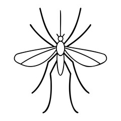 Minimalist Mosquito Line Art Vector Simple Outline Illustration on Transparent Background