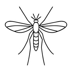 Minimalist Mosquito Line Art Vector Simple Outline Illustration on Transparent Background