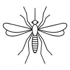 Mosquito Line art vector illustration, Line drawing, simple mosquito illustration, vector outline isolated on a transparent background
