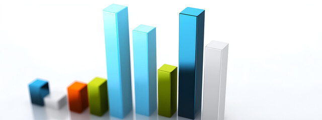 Obraz premium Modern 3D Bar Chart with Colorful Gradient Bars