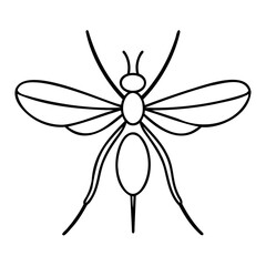 Mosquito Line art vector illustration, Line drawing, simple mosquito illustration, vector outline isolated on a transparent background