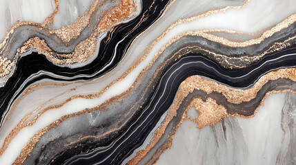 Obraz premium Black and gold marble wallpaper with luxurious patterns and textures for interior design