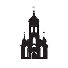Silhouette of a Classic Church Building - Vector Illustration