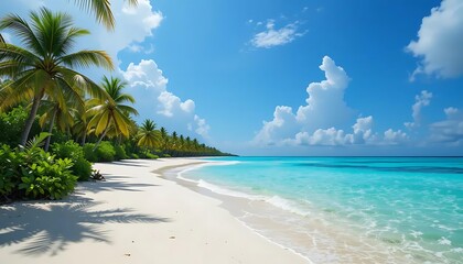 tropical beach with palm trees