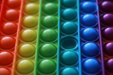 Close-Up of Colorful Rainbow Pop It Fidget Toys for Stress Relief and Sensory Play