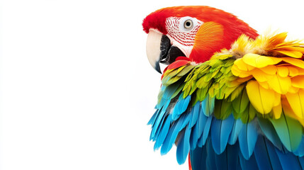 Obraz premium Colorful parrot with vibrant feathers on white background