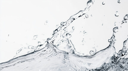 Dynamic splash of clear water on white background