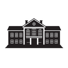 Silhouette of a Large Vintage House - Vector Illustration