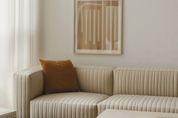 Minimal sofa room cushion architecture.