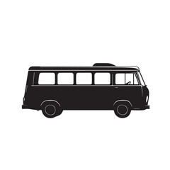 Black and White Illustration of a Van - Vector Art