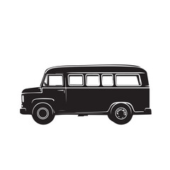 Black and White Illustration of a School Bus - Vector Art