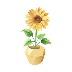 Obraz premium Single sunflower in a geometric watercolor painting vector art design