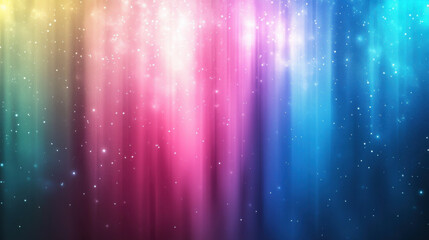 vibrant, colorful abstract background with gradient of pink, blue, and yellow hues, featuring sparkling stars and holographic effect, creating dreamy and futuristic atmosphere
