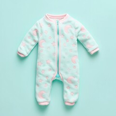Obraz premium Baby's moon & star sleepsuit, pastel blue background