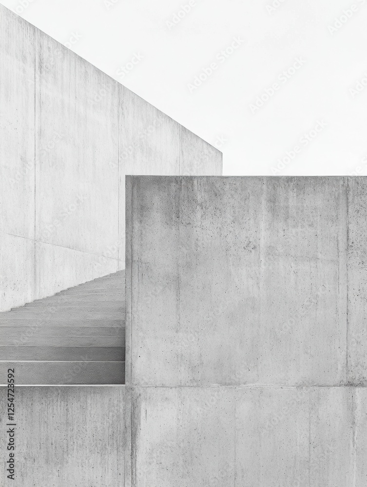 Poster concrete minimalist architecture featuring smooth textures and sharp angles in a serene and modern s