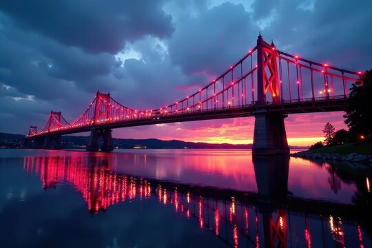 Ees Transporter Bridge at twilight, dramatic sky, grey, industrial