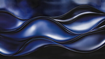 Blue wave painting on a black background with abstract fluid art design and dynamic movement