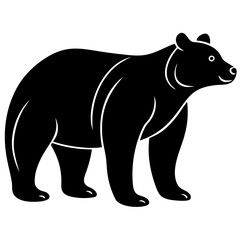 Bear standing with a back curve silhouette vector illustration 