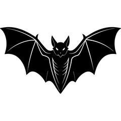  Bat in flight with wing tips silhouette vector illustration 