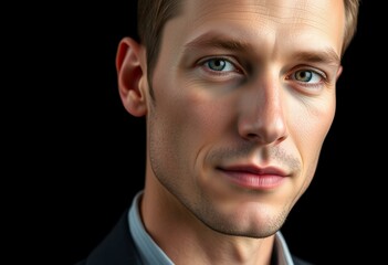 Fototapeta premium Male portrait on black background