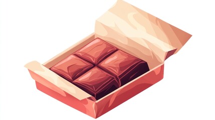 Open box of milk chocolate squares.
