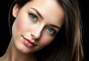 Fototapeta premium Female portrait on black background