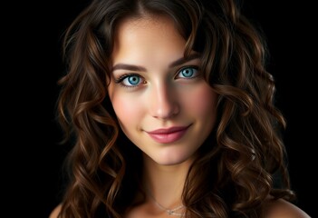 Fototapeta premium Photorealistic female portrait on black background