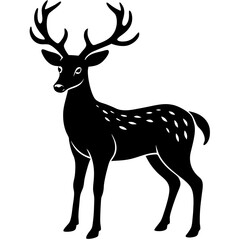 Deer with antler shape silhouette vector illustration 
