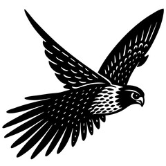 Falcon diving with a trail silhouette vector illustration 