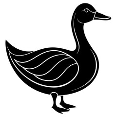 Duck with a neck curve silhouette vector illustration 