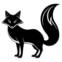 Fox with a tail tip silhouette vector illustration 