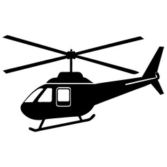 Helicopter with a rotor blade silhouette vector illustration 