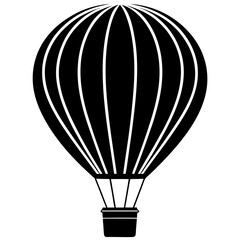 Obraz premium Hot air balloon with a basket silhouette vector illustration 